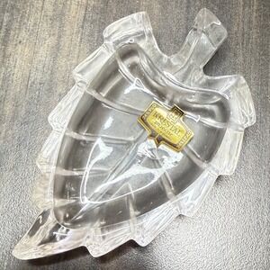 Vintage‎ Kristal Zajecar Leaf Dish 24% Lead Crystal Trinket Bowl Yugoslavia